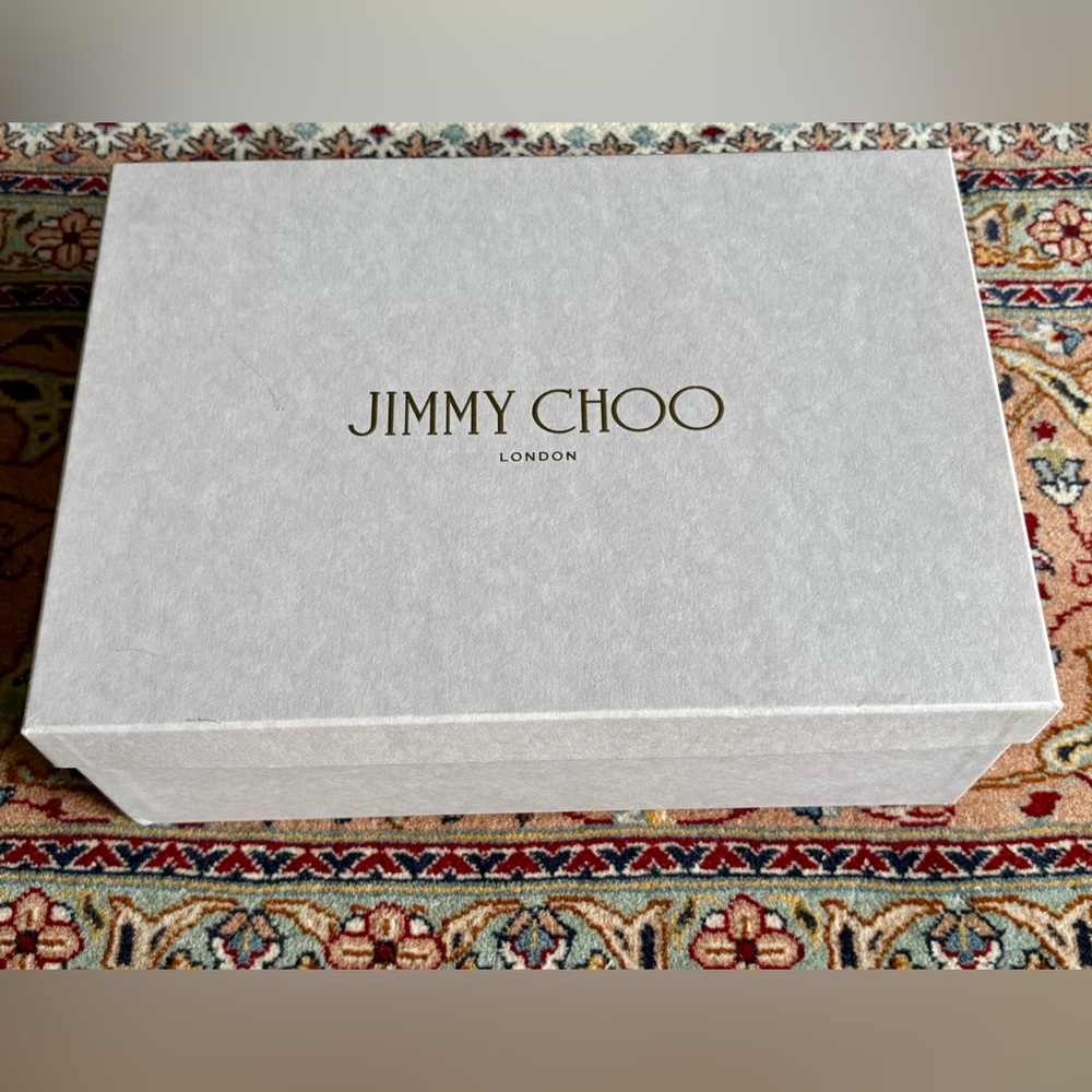 Jimmy Choo Empty Gray Shoe Storage Gift Box 12.5x7x4.5”  Logo Tissue Excellent